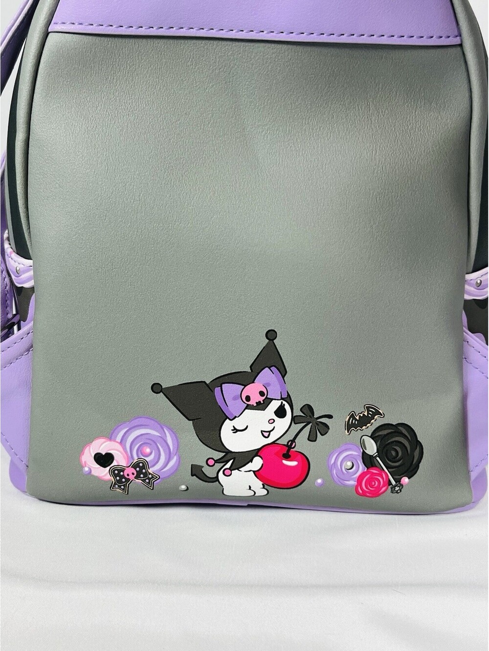 Loungefly Kuromi Sanrio Mini Backpack Purple Faux Leather Anime Bag for Women - Picture 5 of 5